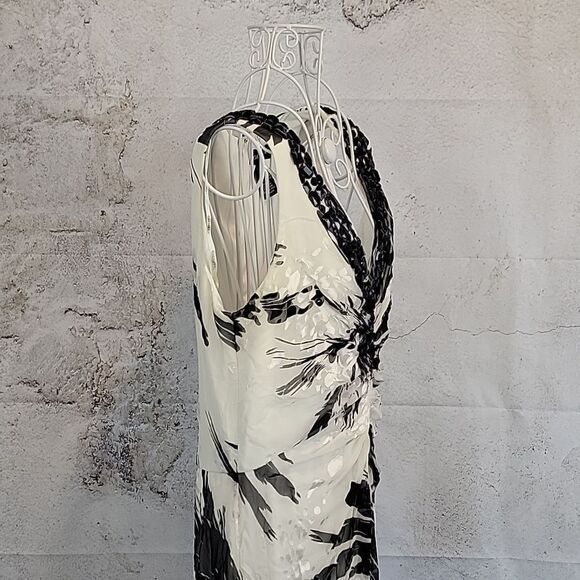 Cachwy Black and White Sleeveless Evening Gown Maxi Length Womens Size 12 - Picture 6 of 14